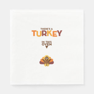 Turkey in Oven - Thanksgiving Pregnancy Announceme Napkin