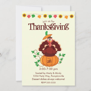Turkey in Pumpkin Thanksgiving Invitation