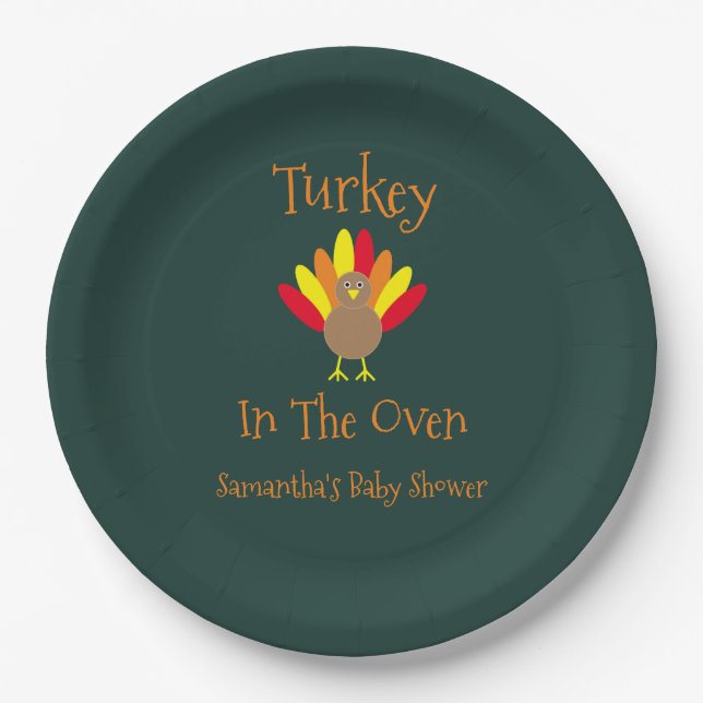 Turkey In The Oven Paper Plate (Front)