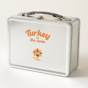 Turkey In The Oven Thanksgiving Expecting Mum Preg Metal Lunch Box