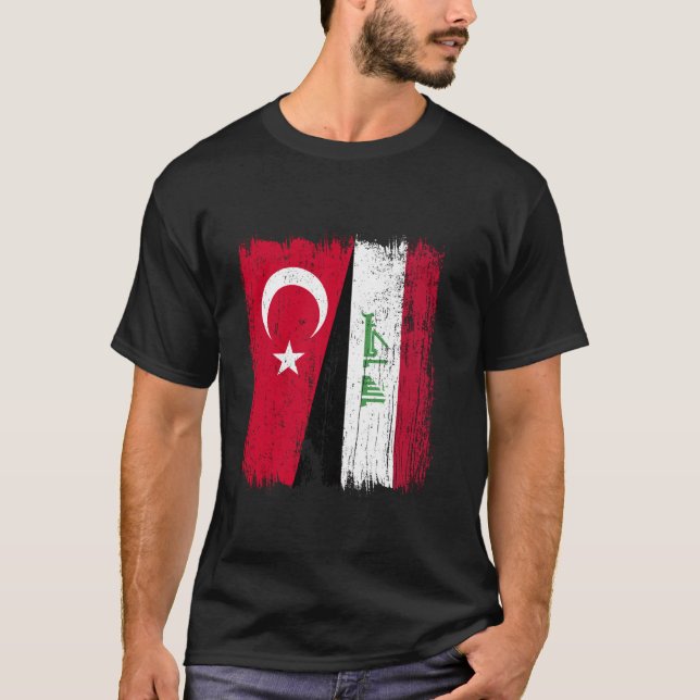 Turkey Iraq Half Flag Turkish Iraqi Jersey  T-Shirt (Front)