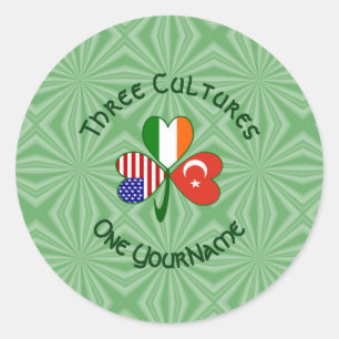 Turkey Ireland USA Shamrock Flag Personalised Classic Round Sticker