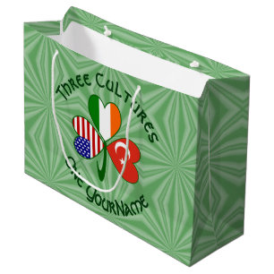 Turkey Ireland USA Shamrock Flag Personalised Large Gift Bag