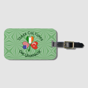 Turkey Ireland USA Shamrock Flag Personalised Luggage Tag