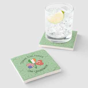 Turkey Ireland USA Shamrock Flag Personalised Stone Coaster