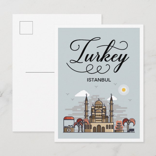 Turkey Istanbul Art Travel Illustration Postcard (Front/Back)