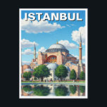 Turkey Istanbul Hagia Sophia Postcard<br><div class="desc">Hagia Sophia, or the Church of Holy Wisdom, is a monumental architectural marvel located in Istanbul, Turkey. Originally built as a Greek Orthodox cathedral in the 6th century, it was later converted into a mosque, then a museum, and most recently, back into a mosque. Its massive dome, a masterpiece of...</div>