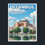 Turkey Istanbul Hagia Sophia Postcard<br><div class="desc">Hagia Sophia, or the Church of Holy Wisdom, is a monumental architectural marvel located in Istanbul, Turkey. Originally built as a Greek Orthodox cathedral in the 6th century, it was later converted into a mosque, then a museum, and most recently, back into a mosque. Its massive dome, a masterpiece of...</div>