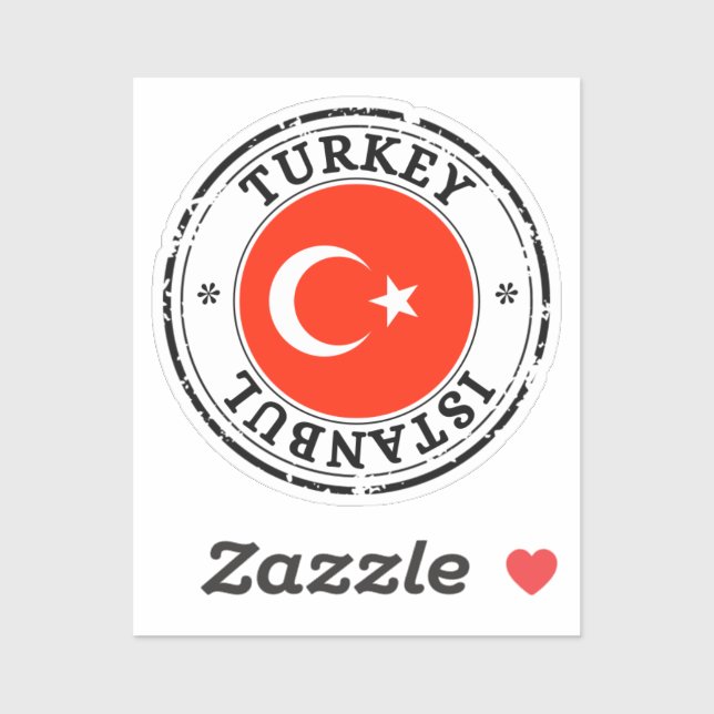 Turkey Istanbul Seal Sticker Round Flag For Laptop (Sheet)