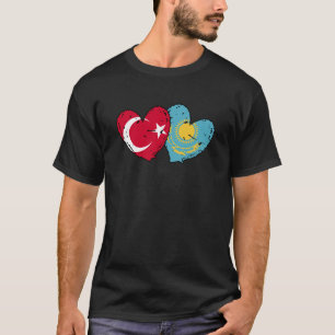 Turkey Kazakhstan Flag Heart Turkish Kazakh Friend T-Shirt