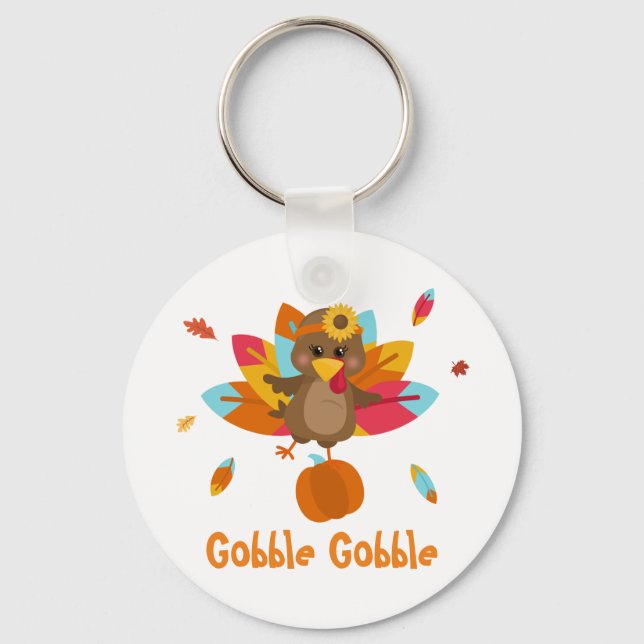 Turkey keychain Thanksgiving keychain Fall theme (Front)
