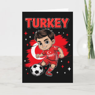 Turkey Kid Goal Cartoon Türkiye Turkish Flag For B Card