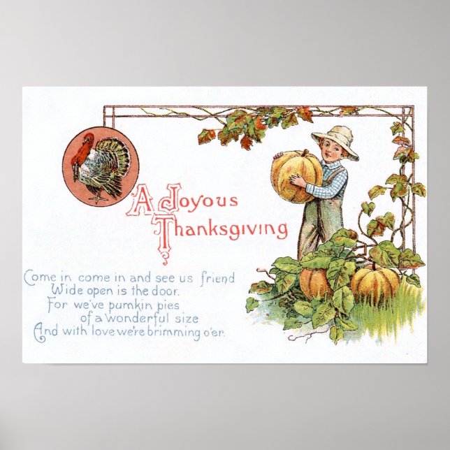Turkey Little Boy Pumpkin Patch Poster (Front)