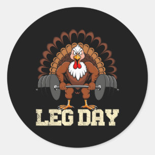 Turkey Lover Leg Day Weightlifting Gym Thanksgivin Classic Round Sticker