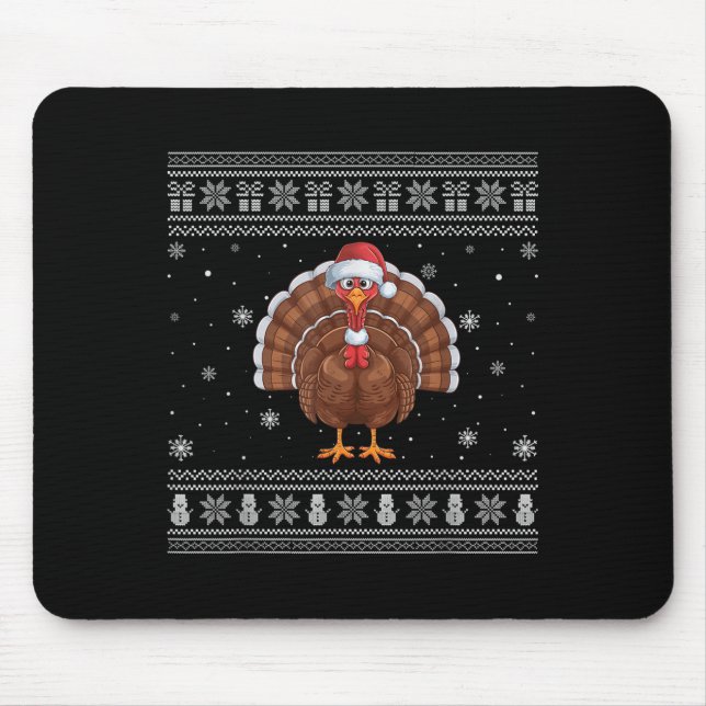 Turkey Lovers Men Women Santa Ugly Xmas Sweater  Mouse Pad (Front)
