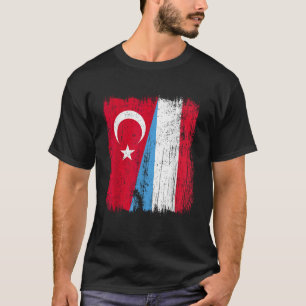 Turkey Luxembourg Half Flag Turkish Luxembourgish  T-Shirt