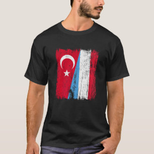 Turkey Luxembourg Half Flag Turkish Luxembourgish  T-Shirt