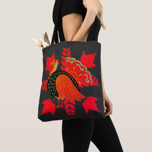 Turkey Maple Leaves Thanksgiving Women's  Tote Bag (Close Up)