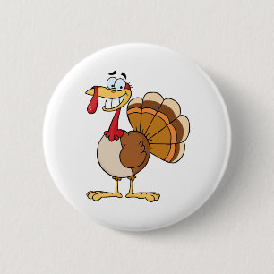 Turkey Mascot Cartoon Character 6 Cm Round Badge