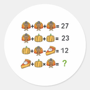 Turkey Math Teacher Thanksgiving 67 Order Operatio Classic Round Sticker