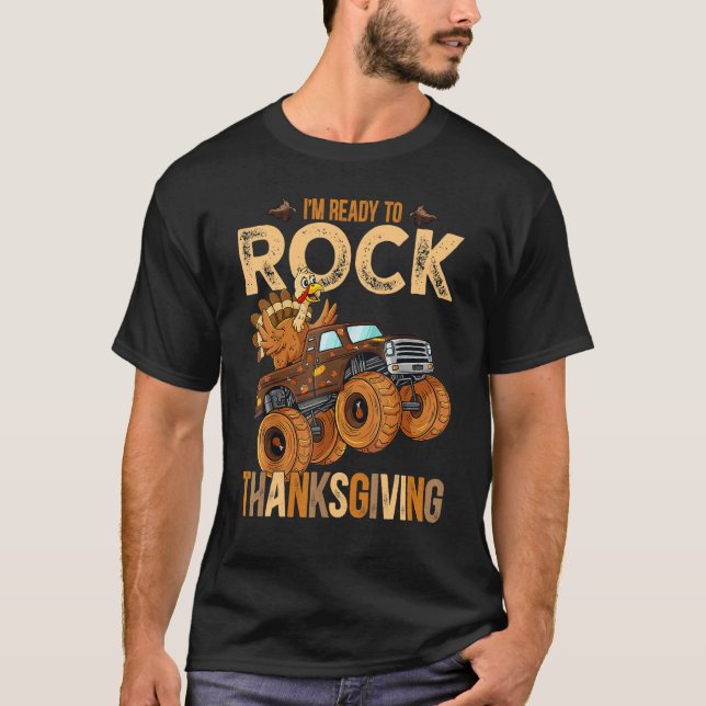 Turkey Monster Truck Thanksgiving Kids Boys Turkey T-Shirt (Front)