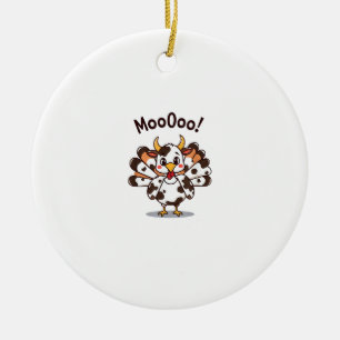 Turkey Moo Cow Costume Cute Thanksgiving Funny Tur Ceramic Ornament