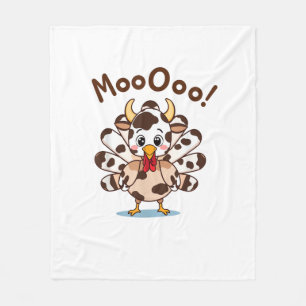 Turkey Moo Cow Costume Cute Thanksgiving Funny Tur Fleece Blanket