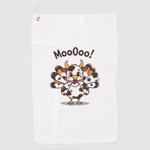 Turkey Moo Cow Costume Cute Thanksgiving Funny Tur Golf Towel