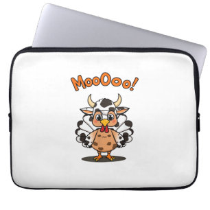 Turkey Moo Cow Costume Cute Thanksgiving Funny Tur Laptop Sleeve