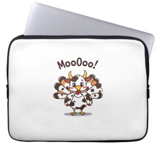 Turkey Moo Cow Costume Cute Thanksgiving Funny Tur Laptop Sleeve