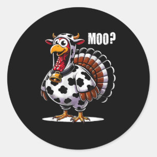 Turkey Moo Cow Costume Funny Thanksgiving Classic Round Sticker