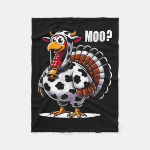 Turkey Moo Cow Costume Funny Thanksgiving Fleece Blanket