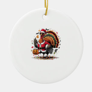 Turkey Moo Cow Costume Funny Thanksgiving Hallowee Ceramic Ornament
