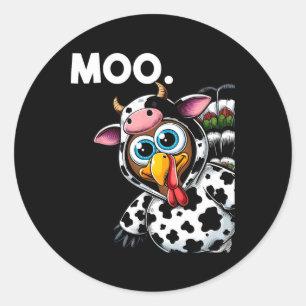 Turkey Moo Cow Costume Funny Thanksgiving Hallowee Classic Round Sticker