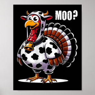 Turkey Moo Cow Costume Funny Thanksgiving Poster