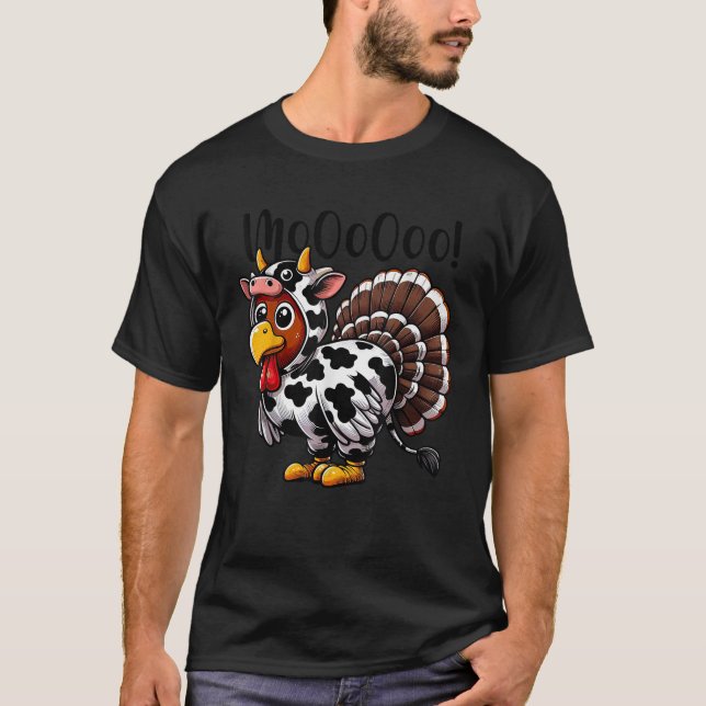 Turkey Moo Cow Costume Funny Thanksgiving  T-Shirt (Front)
