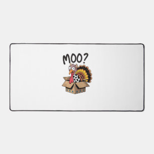 Turkey Moo Cow Costume Funny Thanksgiving Turkey D Desk Mat