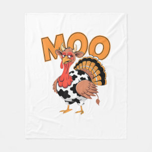Turkey Moo Cow Costume Funny Thanksgiving Turkey D Fleece Blanket