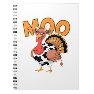 Turkey Moo Cow Costume Funny Thanksgiving Turkey D Notebook