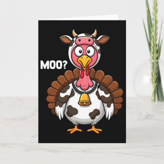 Turkey Moo Cow Funny Thanksgiving  Card (Front)