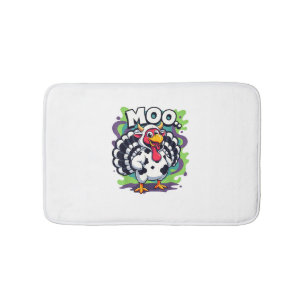 Turkey Moo Cow Funny Thanksgiving - Cute Turkey Mo Bath Mat