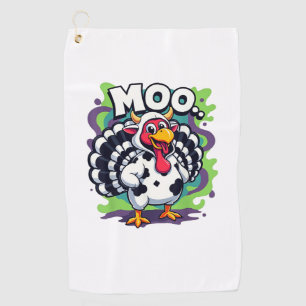 Turkey Moo Cow Funny Thanksgiving - Cute Turkey Mo Golf Towel