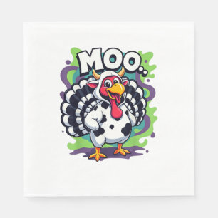 Turkey Moo Cow Funny Thanksgiving - Cute Turkey Mo Napkin