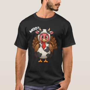 Turkey Moo Cow Funny Thanksgiving Fake Cow Costume T-Shirt