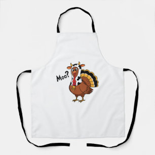 Turkey Moo Cow Funny Thanksgiving Performance Spri Apron