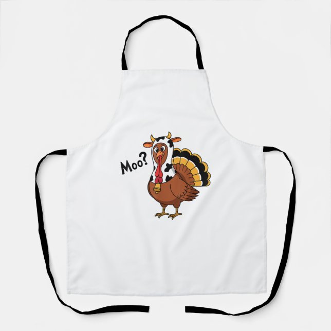 Turkey Moo Cow Funny Thanksgiving Performance Spri Apron (Front)