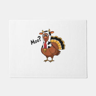 Turkey Moo Cow Funny Thanksgiving Performance Spri Doormat