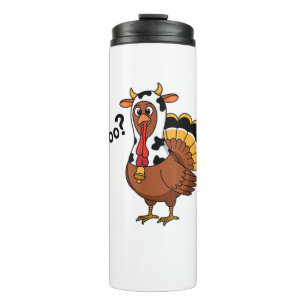 Turkey Moo Cow Funny Thanksgiving Performance Spri Thermal Tumbler