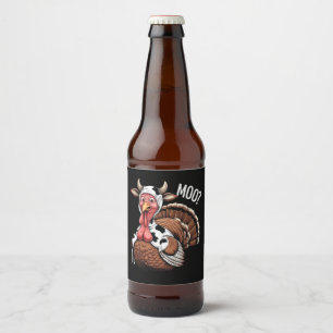 Turkey Moo Funny Thanksgiving  Beer Bottle Label