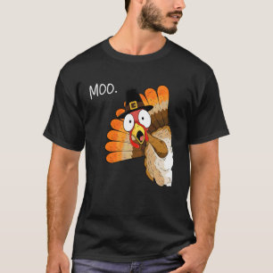 Turkey Moo Funny Thanksgiving Fall Cow Men Women K T-Shirt
